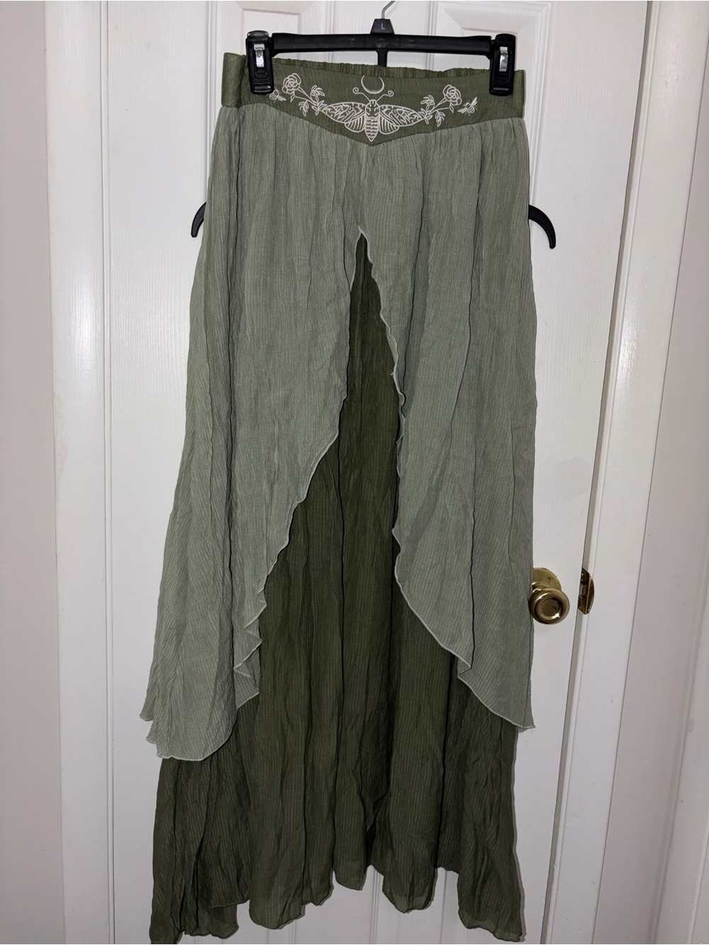 Hot Topic Olive Two-Tone Layered Maxi Skirt